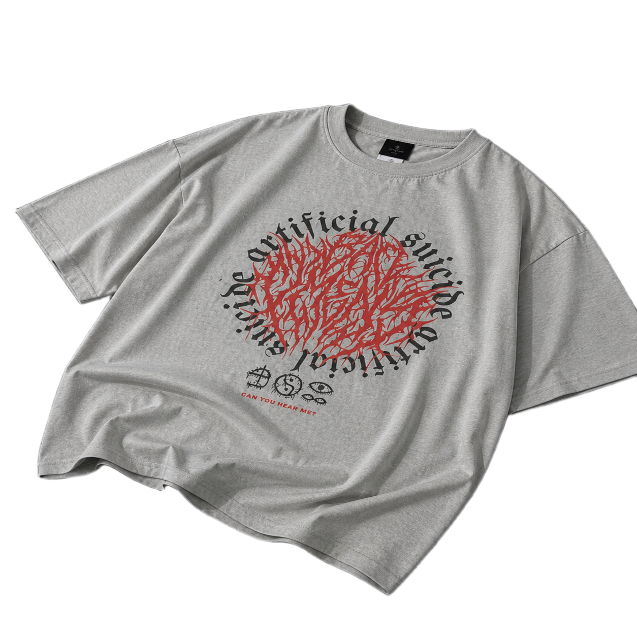 Chaos Signal Oversized Graphic Tee – Grey